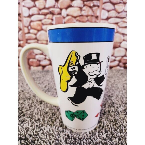 1999 HASBRO MR. MONOPOLY BOARD GAME CERAMIC COFFEE MUG CUP 2 SIDED - Picture 3 of 8